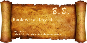 Benkovics Dávid névjegykártya